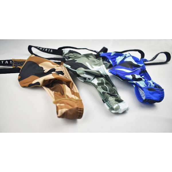 Miesten viileä camouflage-stringi-alusvaatteet, kuumat matalavyötäröiset miesten stringi-g-string-bikinit - WELLNGS Royal blue camouflage XL