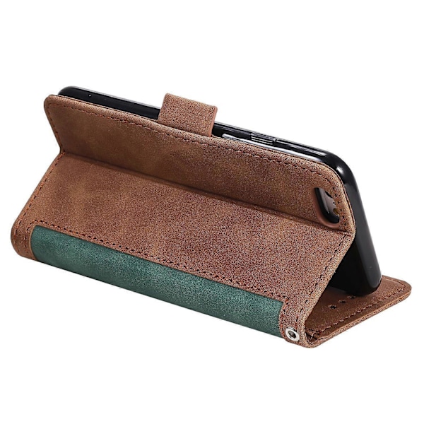 til iPhone 16e Etui Blokerende Wallet Stand Læder Telefon Cover-WELLNGS Green
