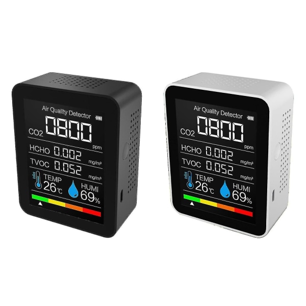 Koldioxidmonitor Realtidsövervakning Temperaturtestning Luftfuktighetsmätare Exakt Tvoc Hcho Analyzer Smart Co2 Bluetooth kompatibel Digital Met