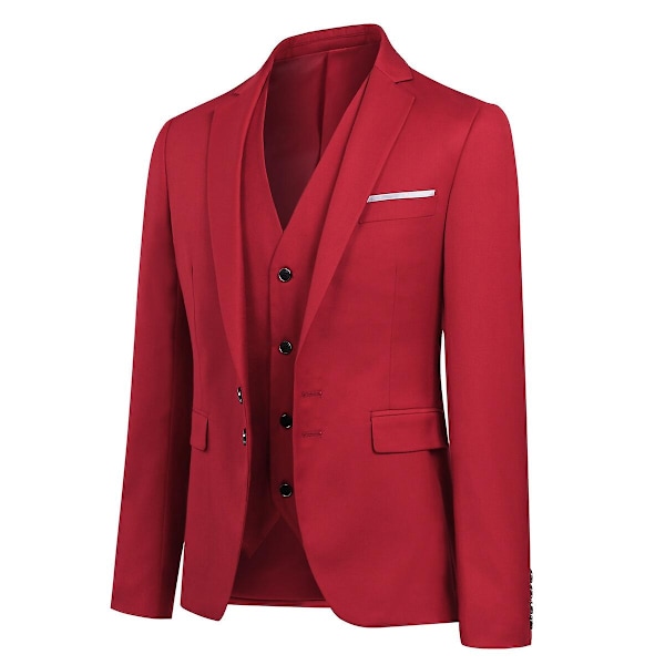 Allthemen Herre Business Blazer Solid Slim Fit Jakke-WELLNGS Red L