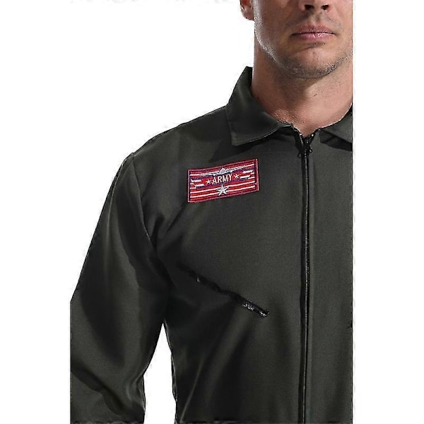 Voksen Air Force Fighter Pilot Jumpsuit Flyverdragt Kostume med Broderede Mærker og Lommer - WELLNGS Female M