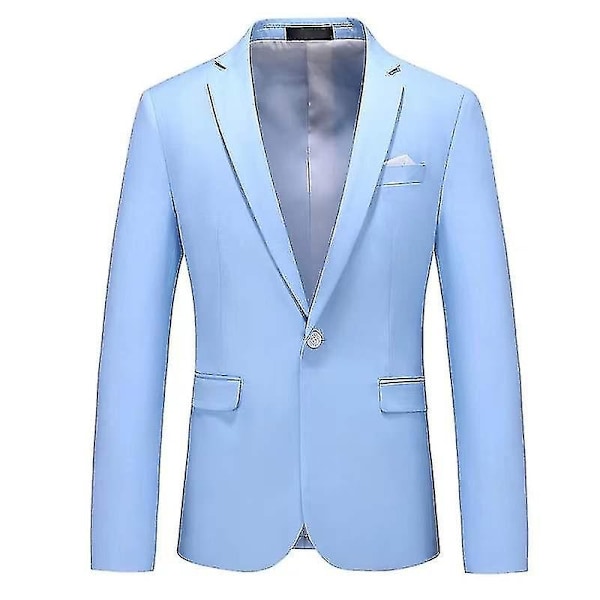 Miesten muodikkaat bleiserit, business casual slim fit -puku - WELLNGS sky blue 2XL