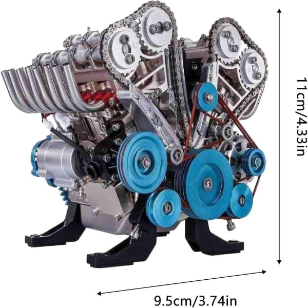 Motormodell Desktop-motor 8-sylindret inline bilmotormodellbyggesett Voksen Minimotormodellleketøy for kontor, hjemme, Ktv-WELLNGS