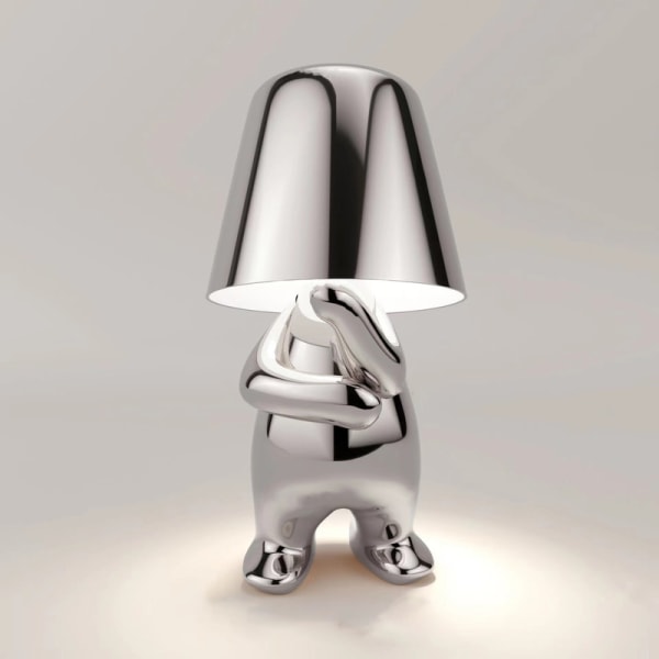 Yöpöydän kosketusvalaisin, kultainen Thinker-pöytälamppu Pöytälamppu johdoton ladattava kannettava koriste-neule hopea-WELLNGS Silver B