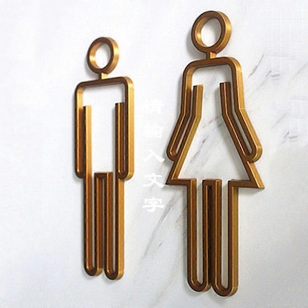 Toilet Dørskilt til Hotel, Kontor, Hjem Toilet Symbol Badeværelsesskilt WC Plade Toilet Skilt - WELLNGS silver