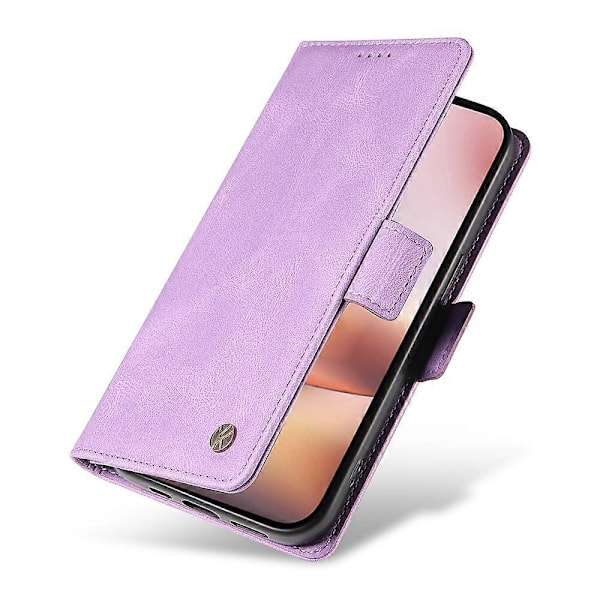 Kompatibel med iPhone 16 Plus Etui Pung Læder Telefon Cover - WELLNGS Purple