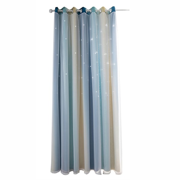 Stjärngardiner Stjärnor Mörkläggningsgardiner för Barn Flickor Sovrum Vardagsrum Färgglada Dubbelskikts Stjärnfönstergardiner, 1 Panel (53\"B x 85\"L Rosa) Blue 134 x 270