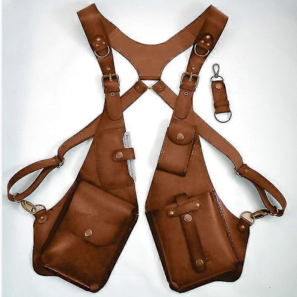 Medeltida Lädersele Holster Väska Dold Stöldskyddande Plånbok Motorcykel Stil Telefonfodral Viking Cosplay Festival Väska Män Kvinnor - Anime Ryggsäckar, Wa orange brown