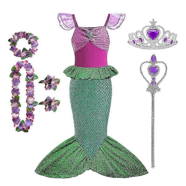 Tyttöjen Vaatteet Lasten Vaatteet V-WELLNGS 6T(size 130) 4pcs Mermaid Set