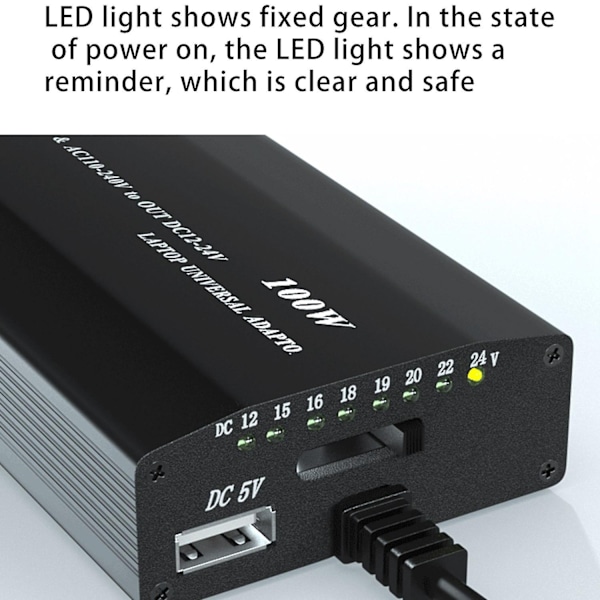 Universal 5v-24v AC-strømadapter Justerbar Bil Hjem Oplader Usb5v Strømforsyning 100w 5a Bærbar Wit-WELLNGS