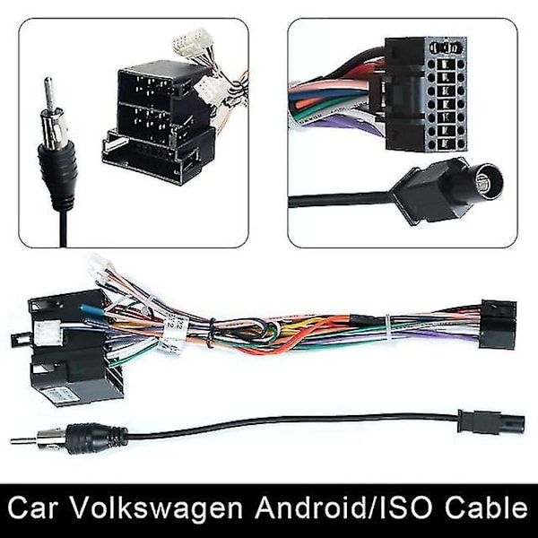 Strømstik 2 Din Bil Android Radio Kabel Universal-WELLNGS VW ISO cable