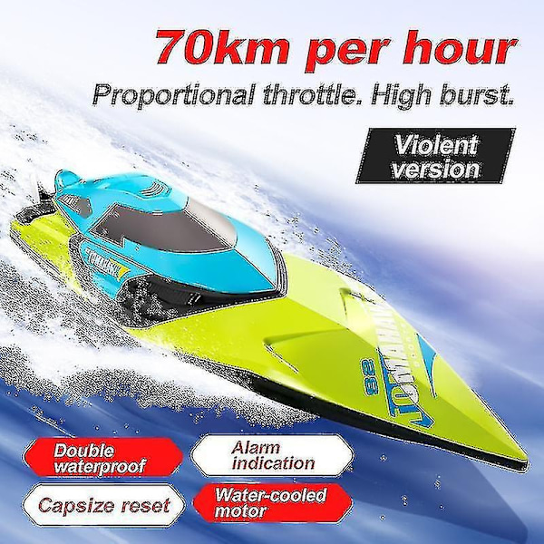 S2 Rc Båt 70 Km/h Professionell Fjärrkontroll Hög Hastighet Racing Speedbåt Uthållighet 20 Minuter Barn Presenter Leksaker för Pojkar-xdd-WELLNGS Green 1 battery