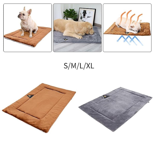 Hundeseng Måtte Tæppe Kæledyr Bur Pude Hjem Rejse Hvalp Killing Sovepude Brun Xl-WELLNGS Brown XL