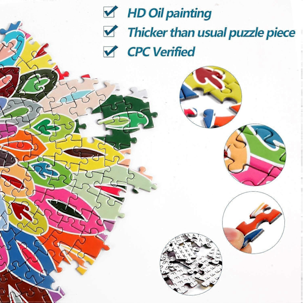Puzzle-Blomstrende Farve - 1000 Brikker Farveudfordring Blåt Bræt Rundt Puslespil - WELLNGS
