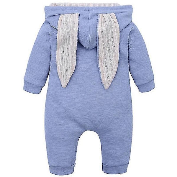 Nyfödd Baby Sparkdräkt Kanin Dragkedja Jumpsuit Påskhare Pyjamas Spädbarn Sovkläder-WELLNGS Blue 0-3 Months