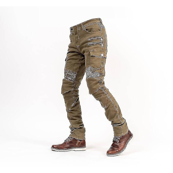 Moottoripyörähousut Miehet Moto Farkut Suojavarusteet Ajo Touring Moottoripyörähousut Motocross-housut Moto-housut - WELLNGS khaki EU-XXL