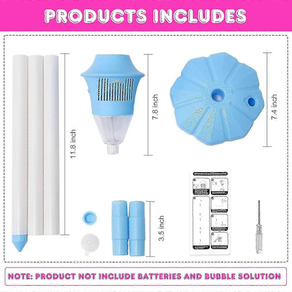 Automatisk Bubbelmaskin med Ställ, Ljus & Musik - 20 000+ Bubblor Utomhus Bubbelblåsare för Barn, Småbarn, Bröllop & Födelsedagsfester - WELLNGS Bundle