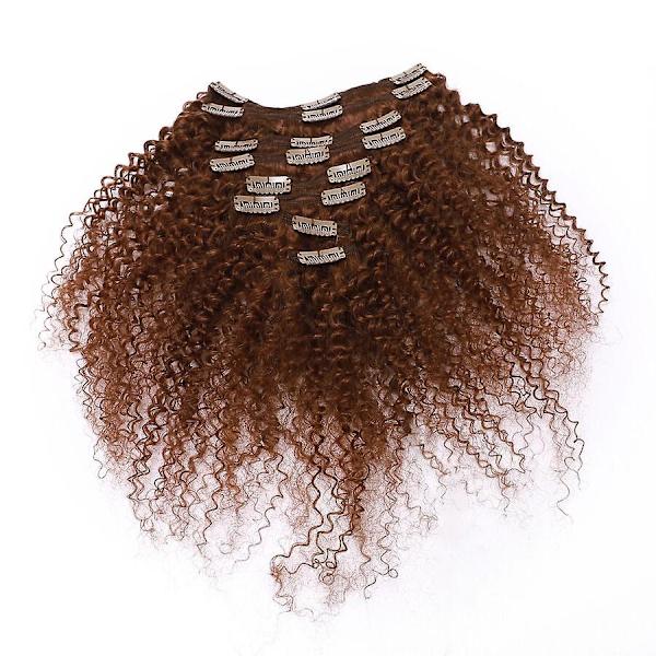 8 kpl Afro Curly Clip In ihmishiusten pidennykset brasilialaiset hiukset-WELLNGS auburn 08inch