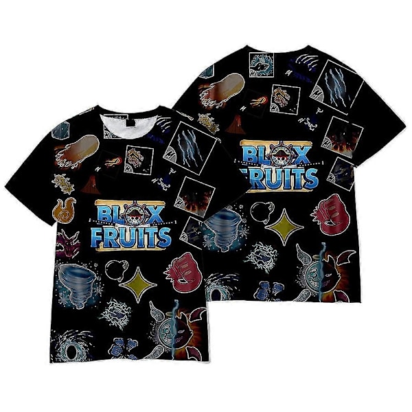 Roblox Blox Fruits Barn 3D-tryckt T-shirt för barn, coola, avslappnade, lösa sommar-T-shirts med korta ärmar för pojkar och flickor - WELLNGS 10 7-8Years