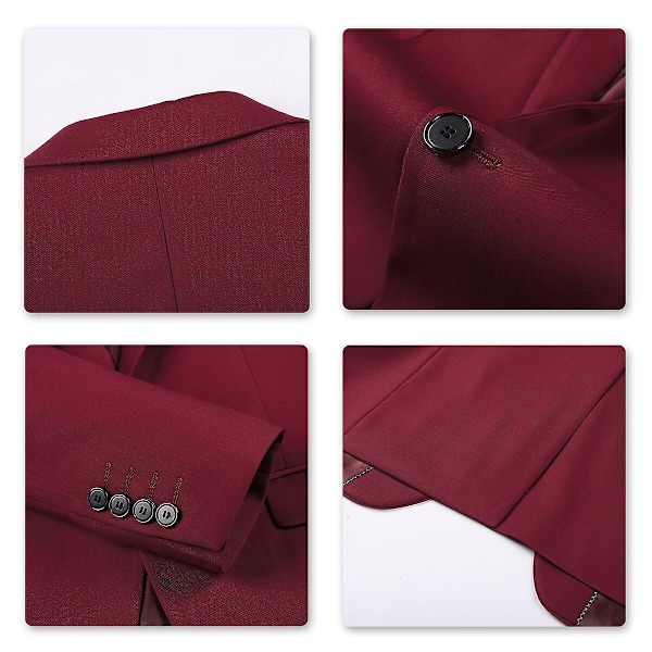 Allthemen Miesten Business Blazer Yksivärinen Slim Fit Takki-WELLNGS Dark Red M