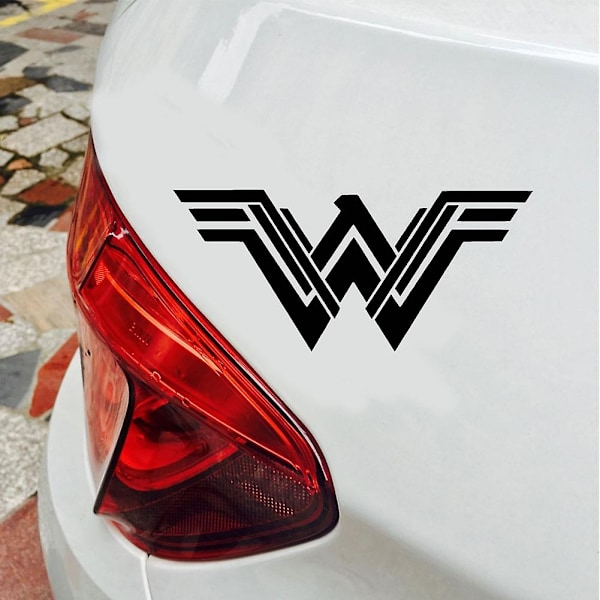 Wonder Woman -elokuvan logon heijastava auton korin, ikkunoiden ja tarrojen koriste Mengxi-WELLNGS White