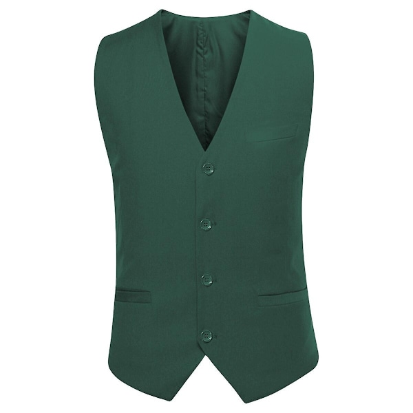 Allthemen Herrehabit 3-delt Business Ensfarvet Slim Fit Habit Jakke&amp;Bukser&amp;Vest-WELLNGS Light Green M