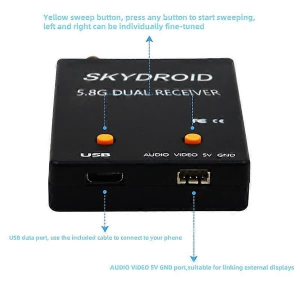 Skydroid Mini 5.8G FPV Mottaker UVC Video Downlink OTG for VR Android Telefon - WELLNGS