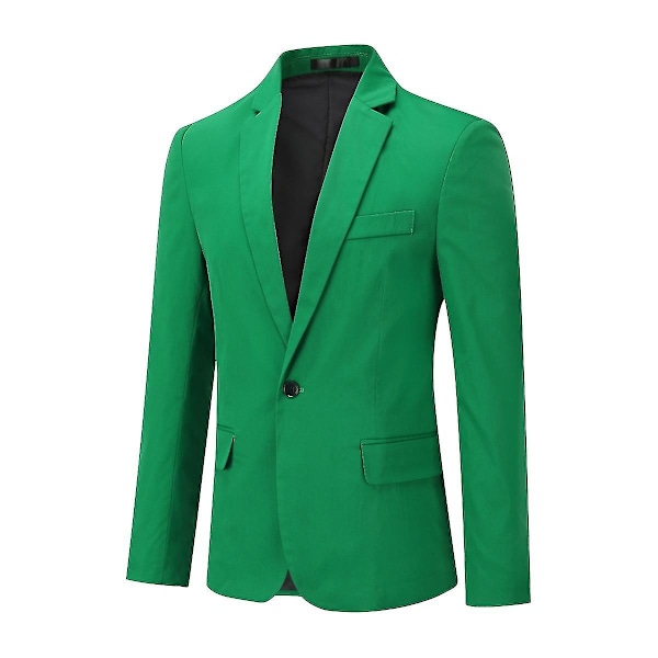 Allthemen Herre Ensfarvet Slim Fit Business Casual Blazer-WELLNGS Green 2XL