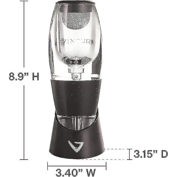 Vinturi rødvinlufter med base - Forbedre smagen og opnå en blødere finish, elegant sort design - WELLNGS 0 0