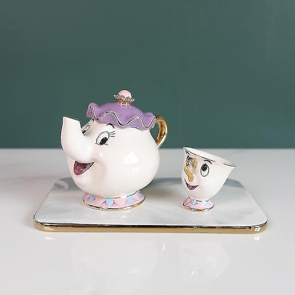 Ny Skønheden og Udyret Mrs. Potts Chip Tekande Kop Sæt Tekander Krus Dejlig Julegave-WELLNGS One Blue Single Cup