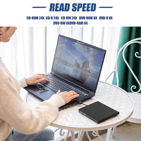 Universal Bil USB 2.0 Portabel Extern Ultra Snabb CD-ROM DVD-spelare Enhet Bilskivstöd för La-WELLNGS