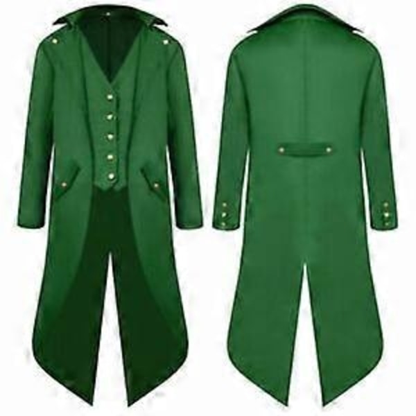 Miesten Vintage Takki Viktoriaaninen Steampunk Smokki Pukupuku - WELLNGS Green M