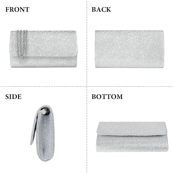 Glitter Konvolutt Clutch Bag med Avtakbar Kjede Rem - WELLNGS