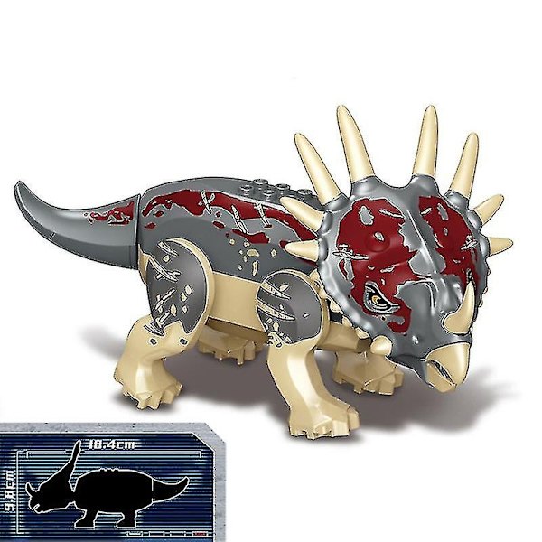 1 stk. Jurassic Big Size Dinosaur Building Blocks T-rex Quetzalcoatlus Baryonyx Actionfigurer Børnelegetøj Gaver-WELLNGS Styracosaurus