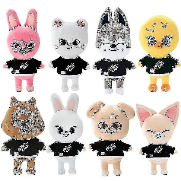 Cartoon Stray Kids Skzoo Plyschdjur 21cm Peluche Gosedjur Bbokari Wolf Chan Leebit Dwaekki Jinir-WELLNGS 8Pcs