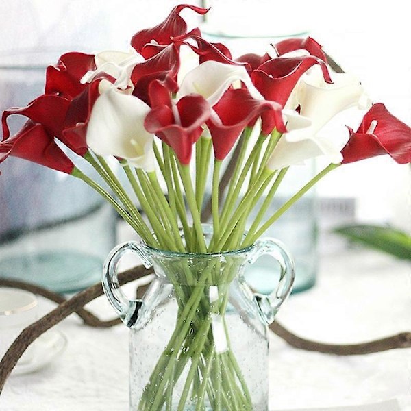 Kunstige Calla Lily Blomsterbukett for Bryllup Hjem Festdekorasjon JIKAIX-WELLNGS Purple-White