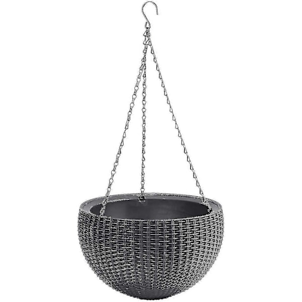 Hängande Planteringskruka, Rattan, Grafitgrå-WELLNGS 21cm*13cm