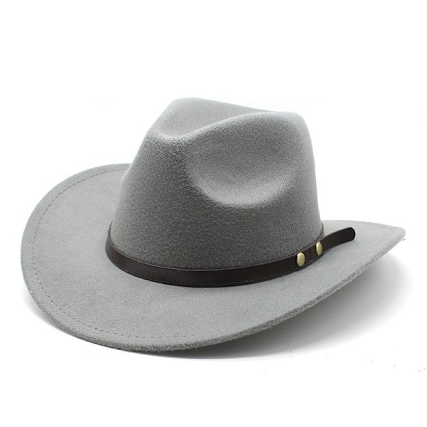 Amerikansk western cowboyhatt filthatt for menn og kvinner ridehatt rullet brem imitert ulljazzhatt cowboyhatt-WELLNESS Pink