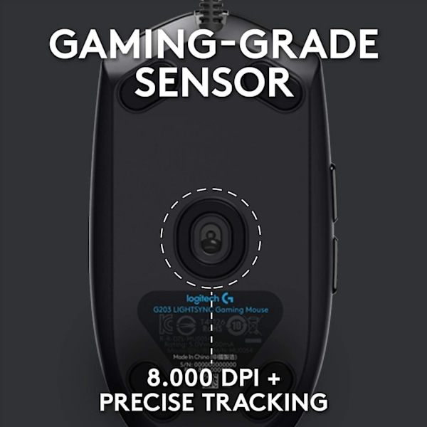 SAYTAY Trådbunden spelmus, 8 000 DPI, regnbågsoptisk effekt LIGHTSYNC RGB, 6 programmerbara knappar, inbyggt minne-WELLNGS