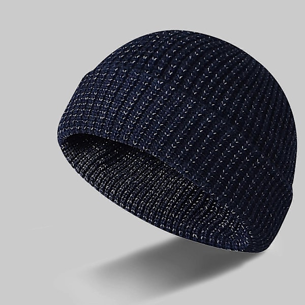 Reflekterende hatte til mænd og kvinder, fleksible reflekterende hatte, varme strikkede hatte, 54-58 cm - WELLNGS dark blue