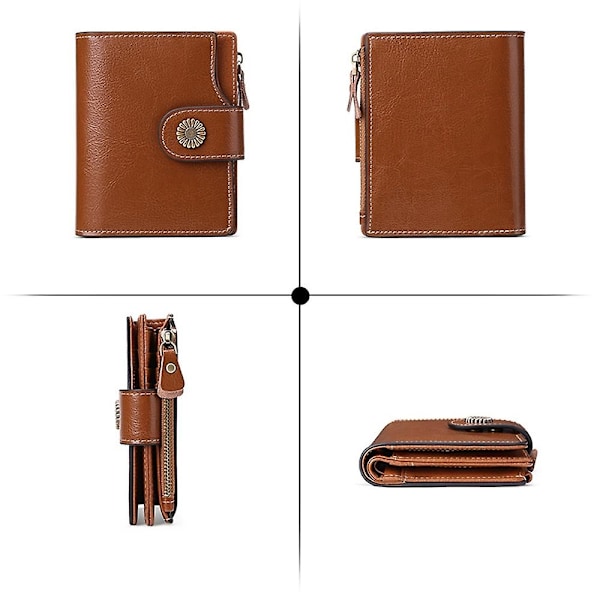 SENDEFN 5206 RFID-blockerande plånbok i läder med flera kortfack - WELLNGS Brown