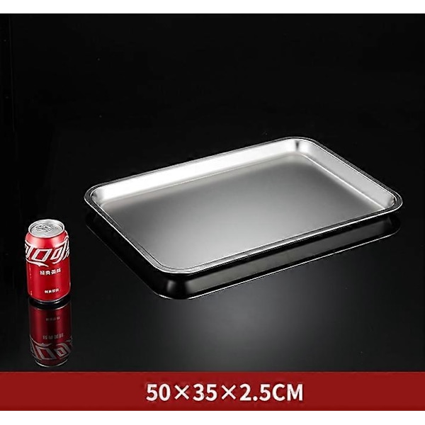 304 rostfri stålbricka, rektangulär ren platt botten fyrkantig plåt, kommersiellt kök bakplåt, förtjockad ångad risplåt-WELLNGS P-style L50 W35  H2flat bottom