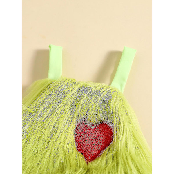Baby Who Stole Christmas Outfit Baby Boys Girls Xmas Green Furry Monster Costume Clothes Set-WELLNGS Style 6 6-12 Months