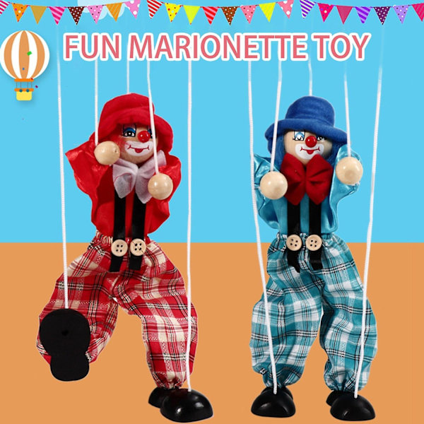 Marionettdocka Clown Leksak Dragsnöre Trädocka Interaktiv Barn Hand Piratdocka Pojkar-WELLNGS Red