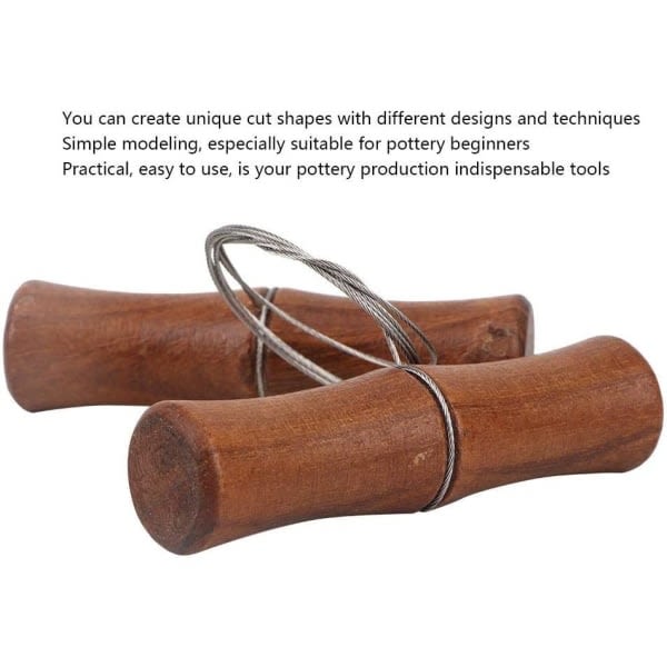 Ler skärtråd, trä skärverktyg ostskärare trä för lera lätt keramiskt tilt handtag roterat-WELLNGS