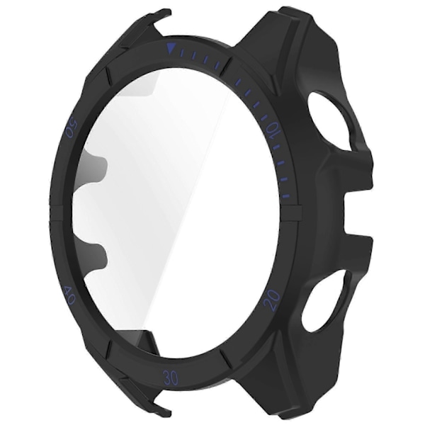 Kompatibel med Garmin Fenix 8 51mm Klockfodral PC Ram Skydd med Härdat Glas Skärmskydd-WELLNGS Black Blue