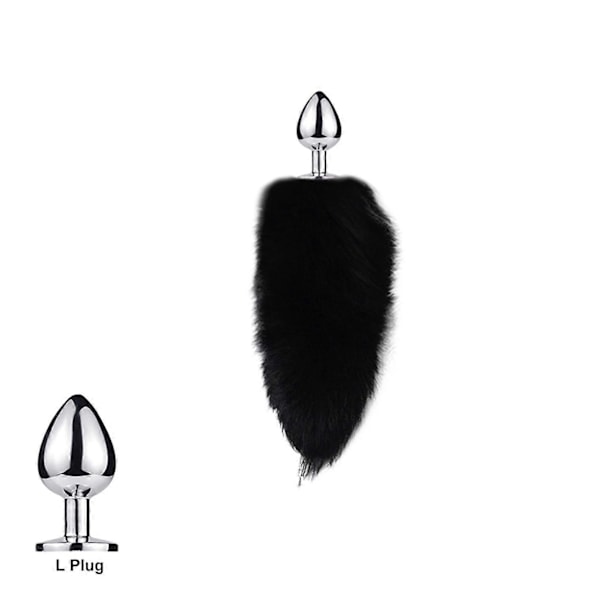 Hale Plug-In Rævehale Kat Små Rekvisitter Ægte Hår Lille Hale Aftagelig Hund Legetøj Sp-WELLNGS Pure Black L