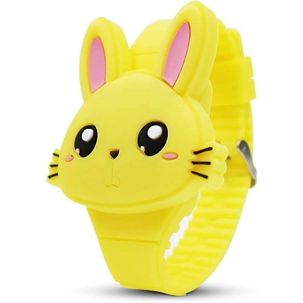 Lasten kello, tyttöjen kello digitaalinen söpö muoto LED muoti silikoni ranneke simpukankuori design rannekello tyttö-WELLNGS Yellow