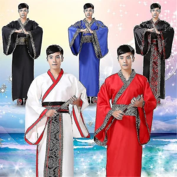 Mäns Hanfu Traditionella Kläder - WELLNGS White 2XL 175-180CM