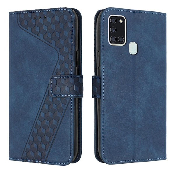 Samsung Galaxy A21S Telefonveske, PU Lær Lommebokdeksel Beskyttende Deksel Magnetisk Spenne Design Lommebok Kortspor Holder Telefonveske - WELLNGS Blue